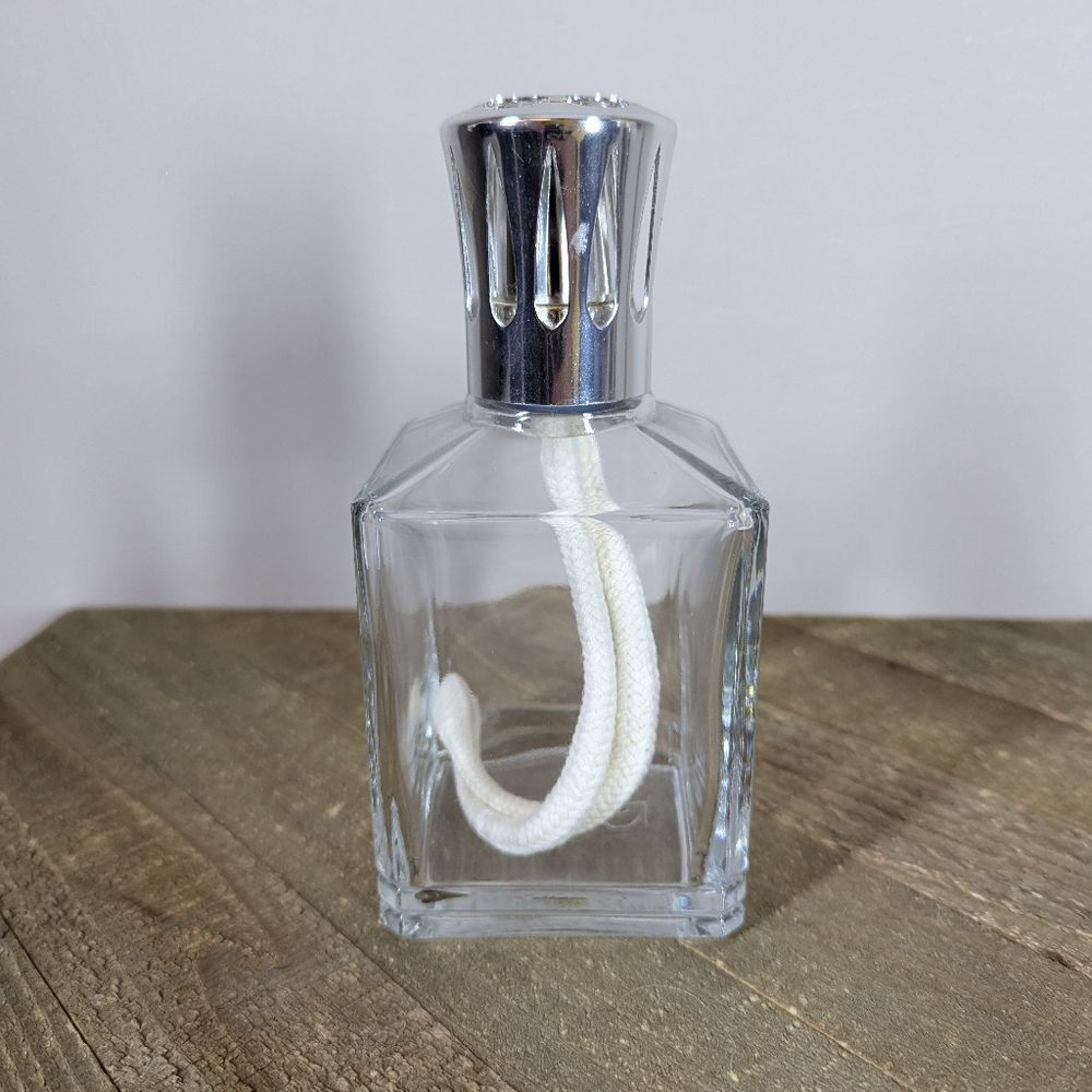 Lampe Berger Clear Glass Fragrance Lamp with Wick and Silver Cap